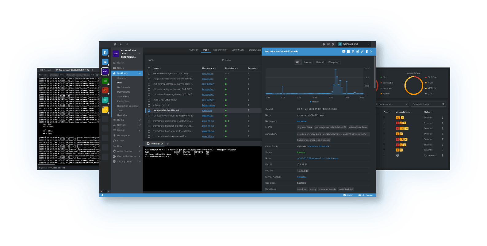 Screenshots of context-aware UI